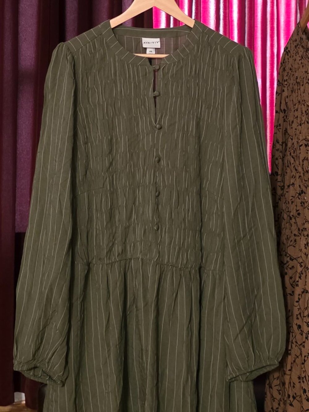 AVA&VIV OLIVE STRIPE DRESS! - Picture 2 of 4